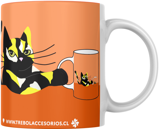 Mug Gatocentrico Naranja Calico